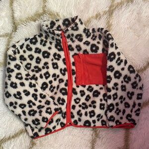 Old Navy Animal Print kids Sherpa with Red Trim